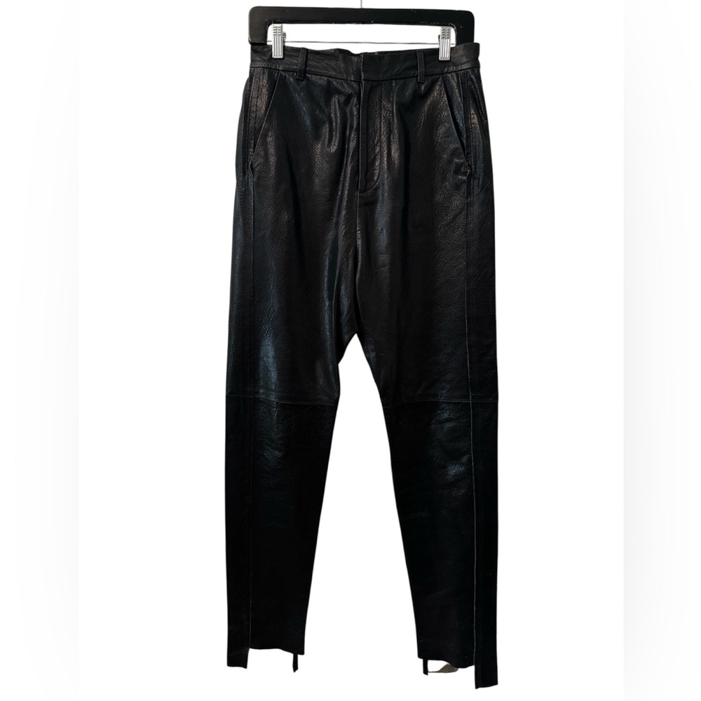 Vintage Black Leather Soft Small Pebbled Pants